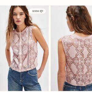 Free People Pink Lace Blouse